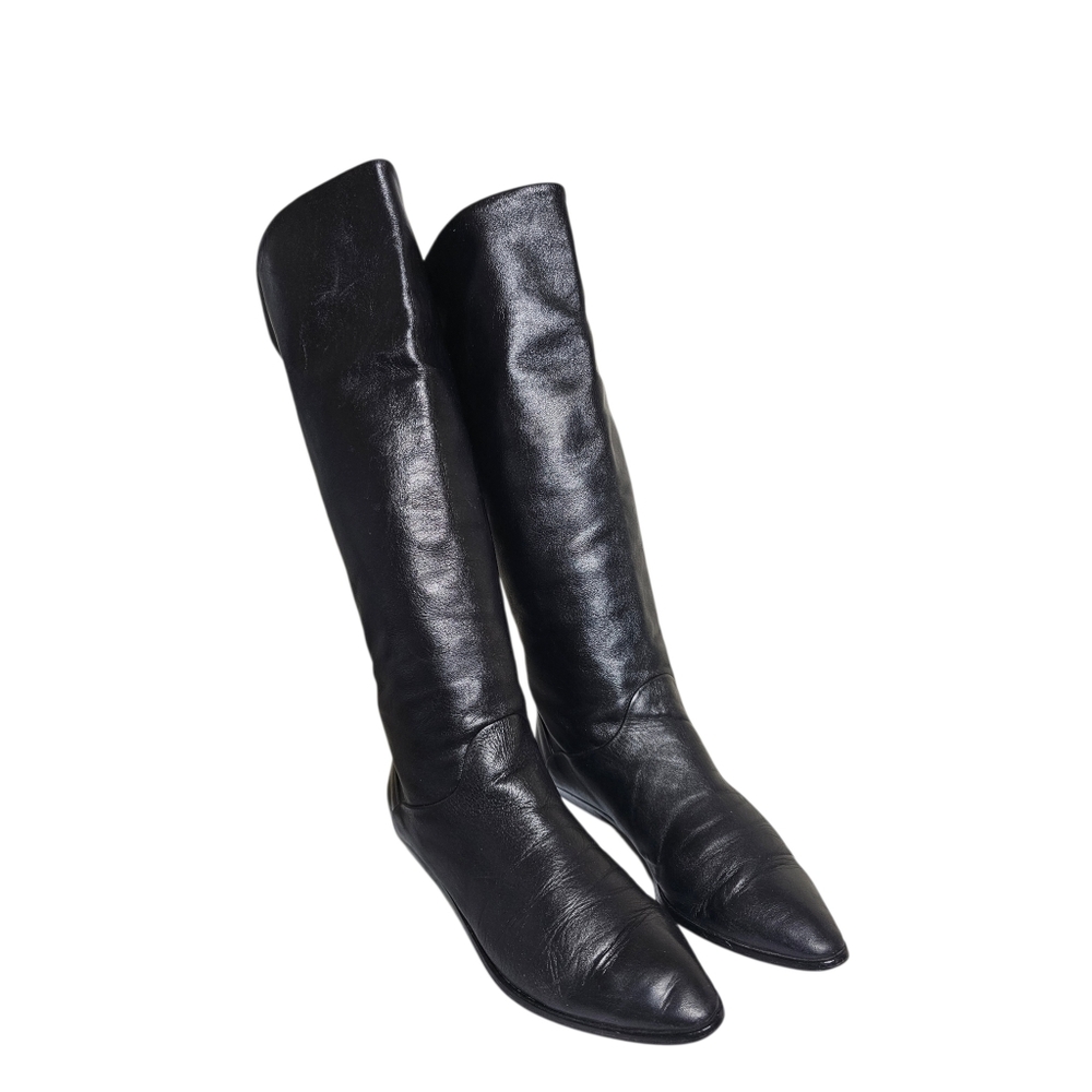 Vintage Black Bandolino Boots Knee High Leather Slouchy Size 7.5 N